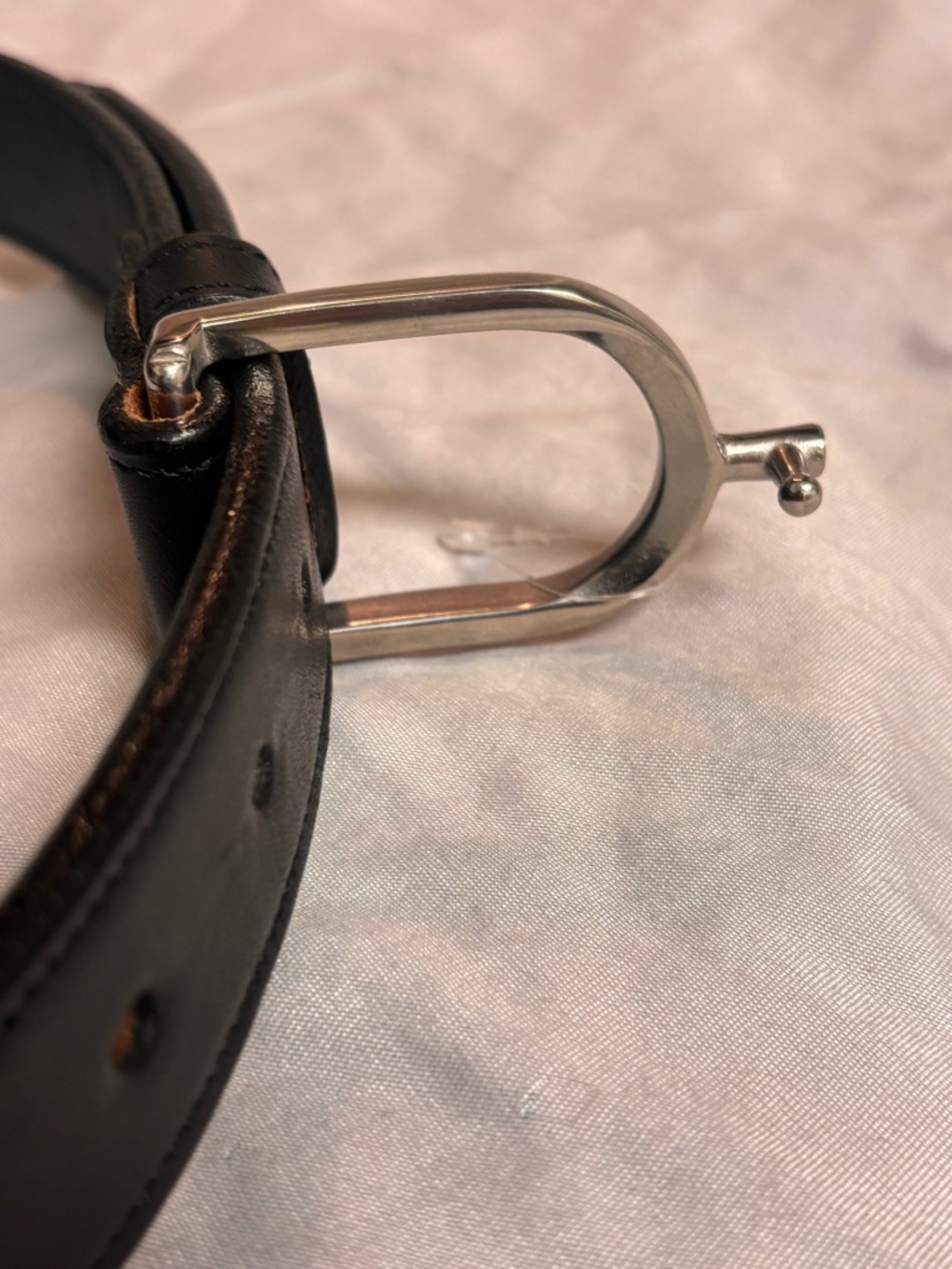 Tory Black Leather Belt with Silver-Tone Spur Buckle size 30 NWOT - Picture 9 of 9